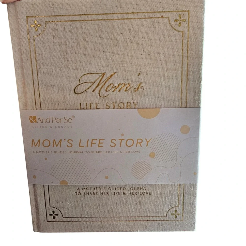 And Per Se Mom's Life Story Guided Journal Linen Gold Foil Memory Keepsake Book